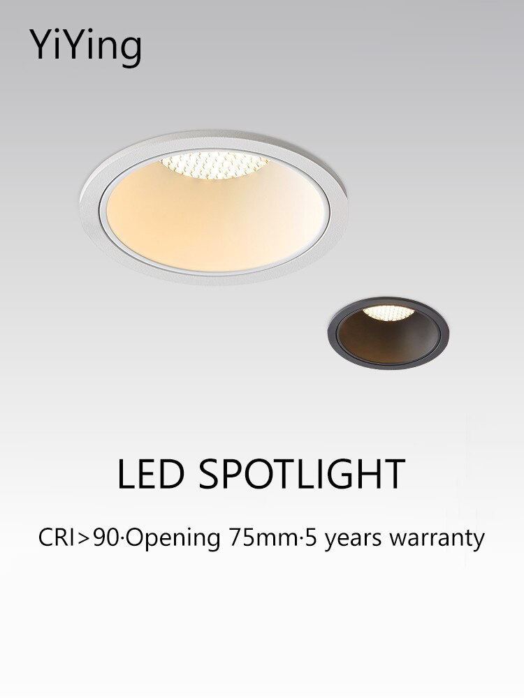 YiYing Led Spotlight Recessed Round 7W 12W Opening 75mm Spot Light COB 110V 220V Ceiling Foco For Living Room Home Indoor Lamp